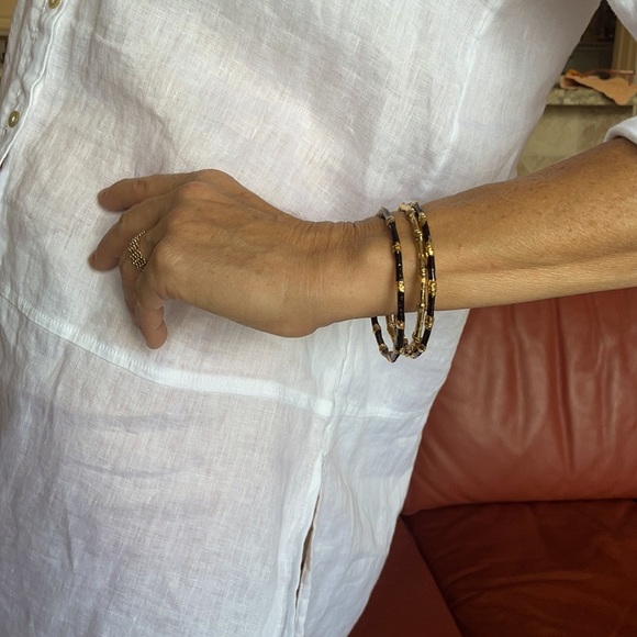 K J Lane style enamel bamboo bangles - Picture 2 of 9